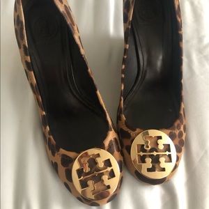Tory Burch size 10 leopard wedges.